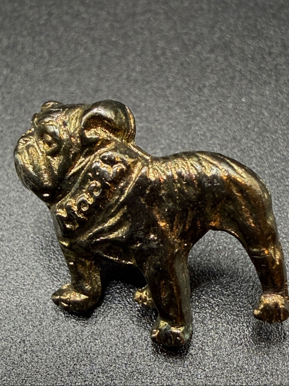 Vintage Mack Truck Bulldog Mascot Pin Gold Tone Metal English Bulldog Lapel Tie